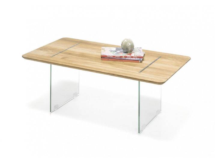 Couchtisch 110x60cm 'Torben' Wildeiche massiv & Glas
