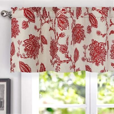 Porch & Den Oleson Jacobean Floral Linen Blend Blackout Window Valance - 52 x 18