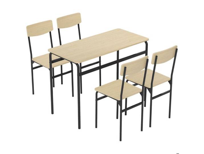 LIA Ensemble de salle à manger 5 pièces comprenant une table rectangulaire et 4 chaises de salle à manger noir et couleur bois