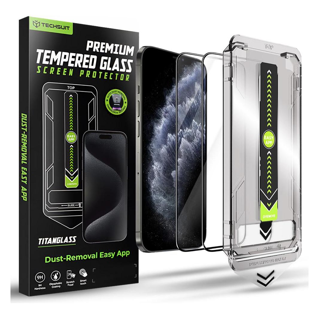 Techsuit - TitanGlass FullCover (2 pack) - iPhone X / iPhone XS / iPhone 11 Pro - Black (2 Stk., Apple iPhone 11 Pro, Apple iPhone X, Apple iPhone XS) (60302314)