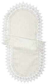 Violet Linen Flower Bow Embroidered Lace Vintage Pattern Table Runner