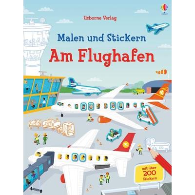 Malen und Stickern: Am Flughafen, Taschenbuch von Simon Tudhope,Sam Smith, Usborne, 978-1-78941-076-1