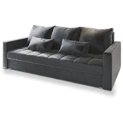 BETTSOFA SIRO Grau Plüsch-Stoff mit Schlaffunktion
