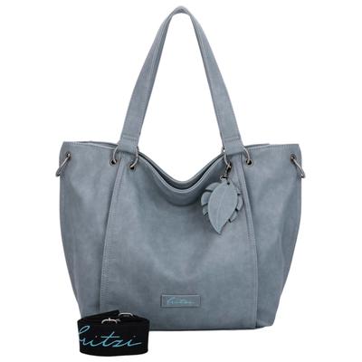 Henkeltasche FRITZI AUS PREUSSEN "Hoja Fritzi02", Damen, Gr. B/H/T: 12,5cm x 33,5cm x 54cm, blau, Kunstfaser, unifarben, Taschen, mit großzügigem Füllvolumen