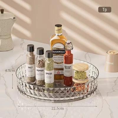 Useful Little Things 360 Degree Rotating Spice Organizer Tray Non Slip Kitchen Storage Turntable transparent