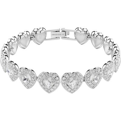 Armband SWAROVSKI "Schmuck Geschenk Ariana Grande Armkette Herz", silber (metallfarben, kristallweiß, kristallweiß), Armbänder, Damen, Metall, Armband, mit Swarovski Kristall