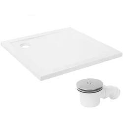 DUSCHWANNE 90x90 cm eckig Weiß Duschtasse mit Ablaufgarnitur