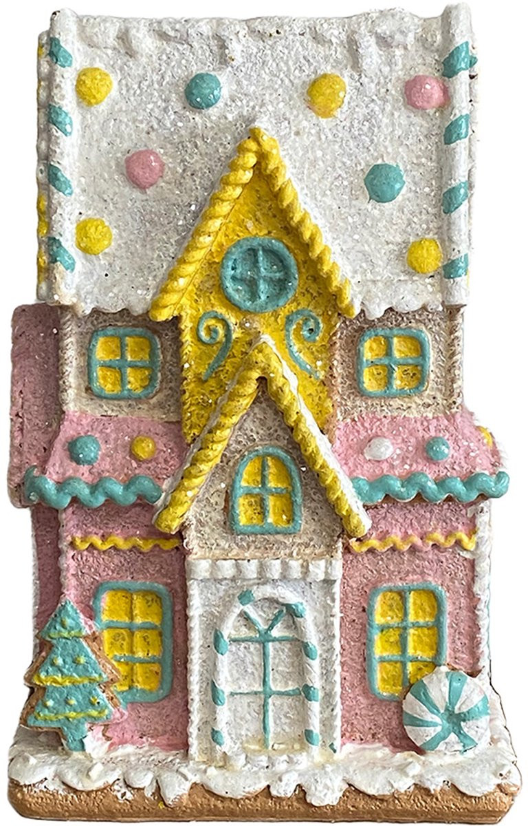 Clayre & Eef Gingerbread house Roze Kunststof Kerstdecoratie