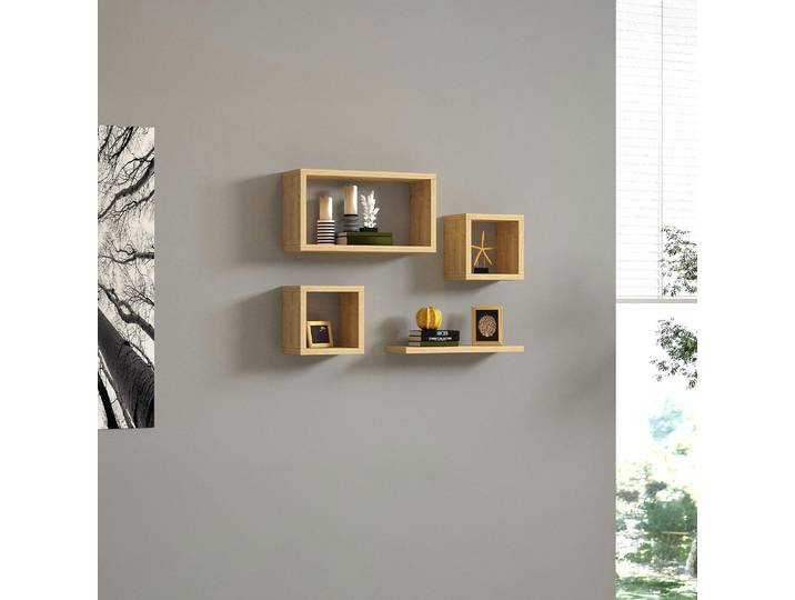 Lot de 4 étagères murales assorties MARFA - Chêne