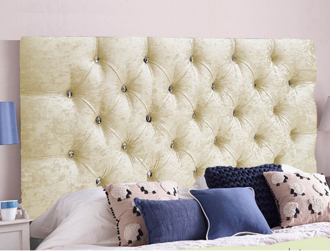 Rosdorf Park Esters Upholstered Headboard Cream/Velvet Double (4'6)