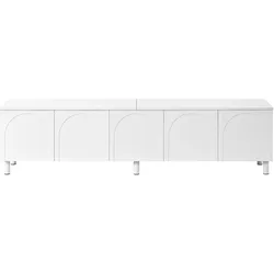 STILVORA Lowboard TV-Schrank aus MDF/PB, Weiß, 180x38x45 cm, 5 Türen