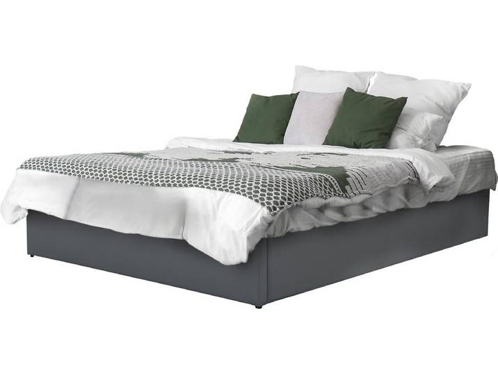 Lit double en PVC avec coffre \ Ava\ - 140 x 190 cm - Gris