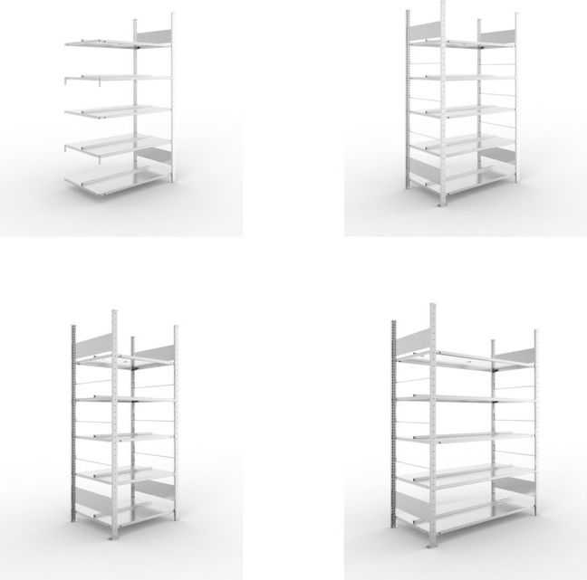 Meta Set Büro-Anbauregal S3 COMPACT, 1850x1000x600 mm doppelseitig mit 5 Böden + Büroregal S3 COMPACT, 1850x1000x600 mm doppelseitig mit 5 Böden + Büroregal S3 COMPACT, 1850x1250x600 mm doppelseitig mit 5 Böden + Büroregal S3 COMPACT, 1850x750x600 mm dopp
