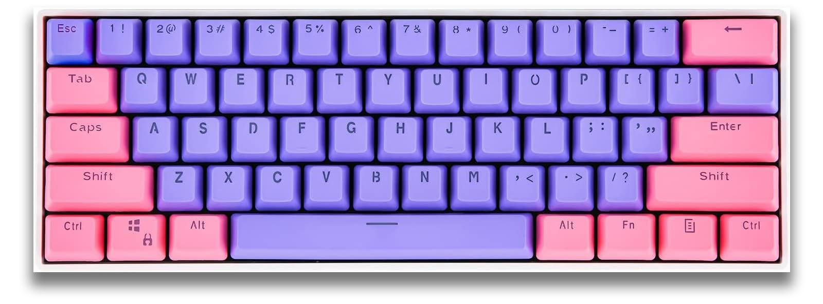 Selius PBT Keycaps Standaard Doubleshot Keycap-set met 104 Toetsen - Roze+Paars