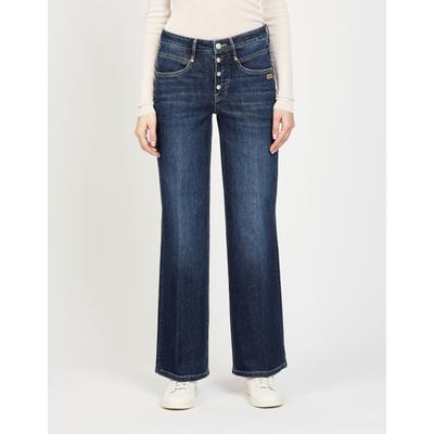 Relax-fit-Jeans GANG "94MEDINA WIDE", Damen, Gr. 25, Normalgrößen, blau (schwarz titan), 98% Baumwolle, 2% Elasthan, unifarben, relaxed fit lang, Jeans, mit normaler Beinlänge