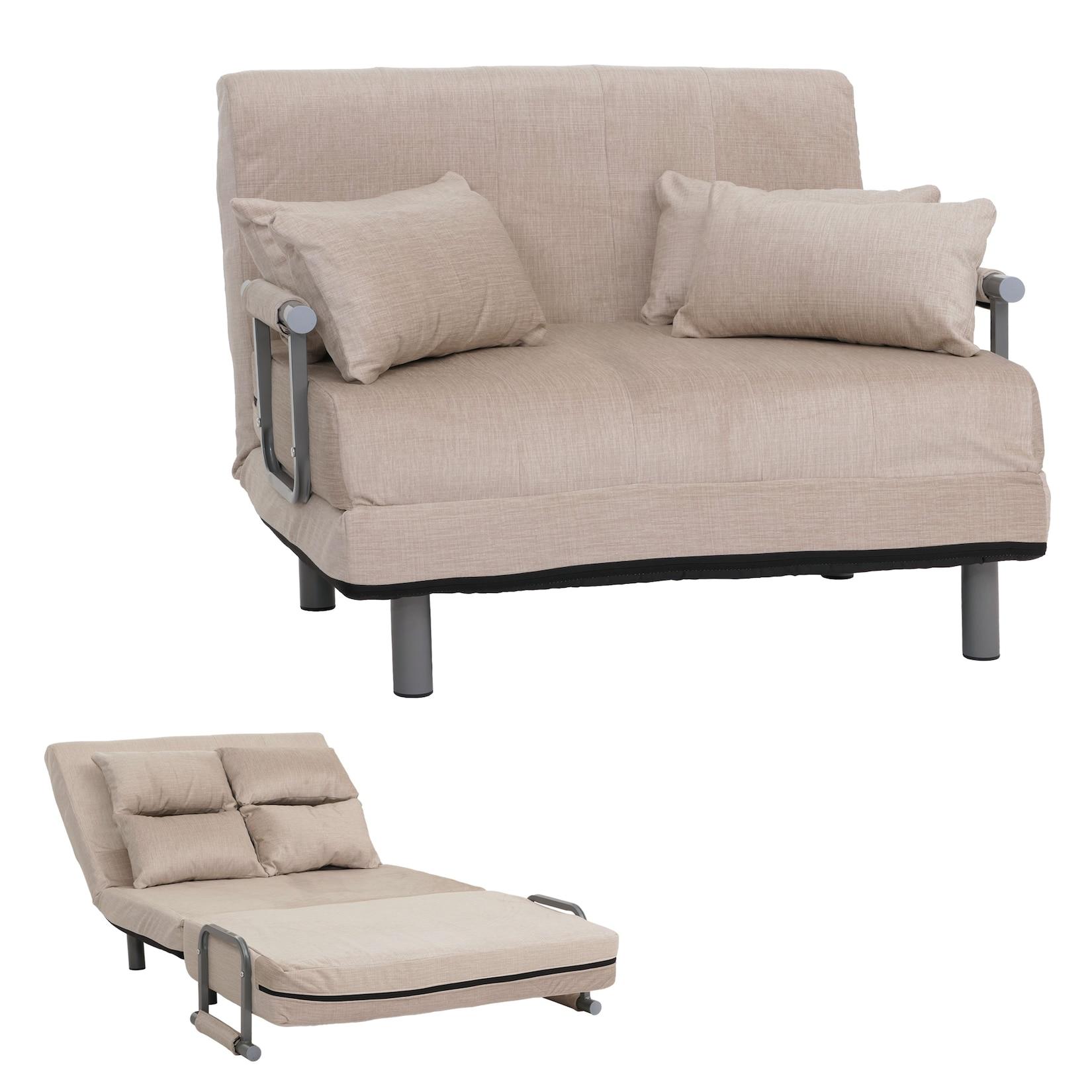 Schlafsessel MCW-K29, Klappsessel Schlafsofa Gästebett, Liegefläche 190x100cm, Stoff Chenille (370g/m²) ~ creme
