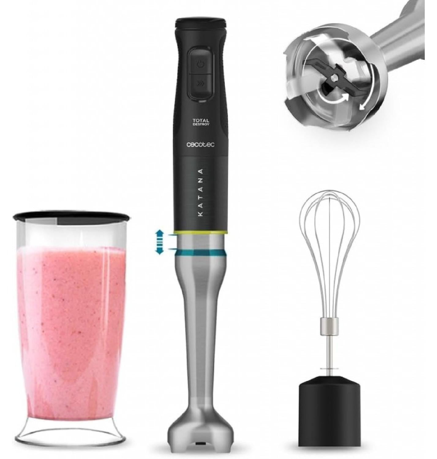 Cecotec 03973 staafmixer, 1500 W, zwart, roestvrij staal