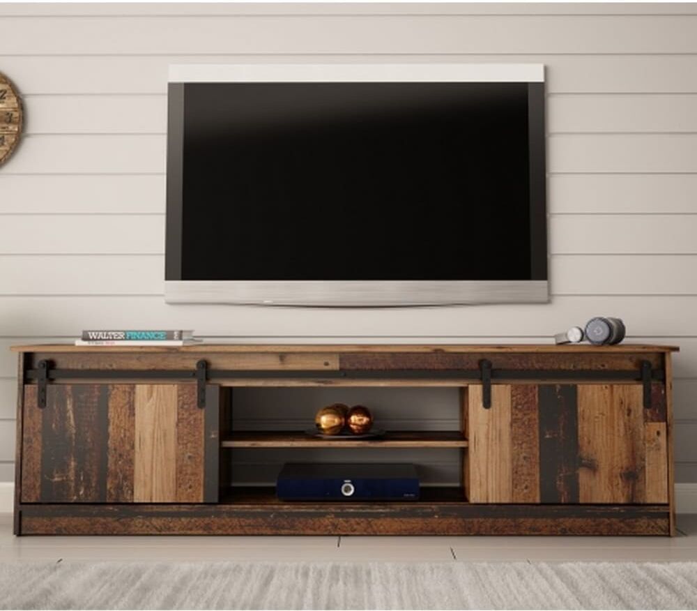 MSO Meuble tv couleur bois vieilli 200cm Marron 200x56x200cm