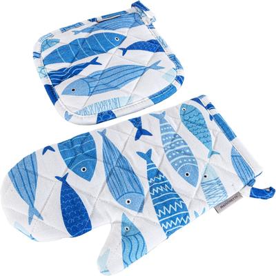Topflappen EGERIA "Küchen Set Marin", weiß, B:20cm L:20cm, Obermaterial: 100% Baumwolle, Topflappen