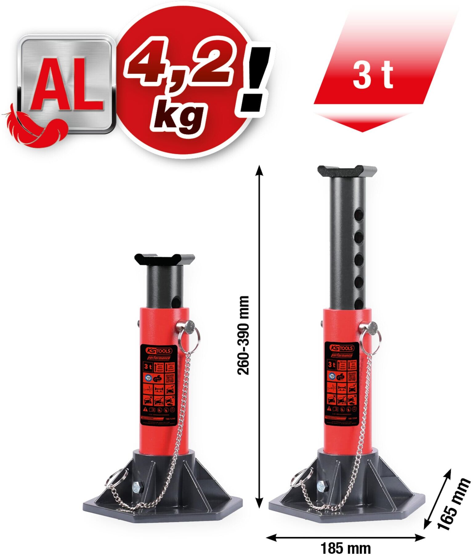 KS Tools performance Aluminium-Unterstellbock, 3000 kg, paarweise (160.1240)