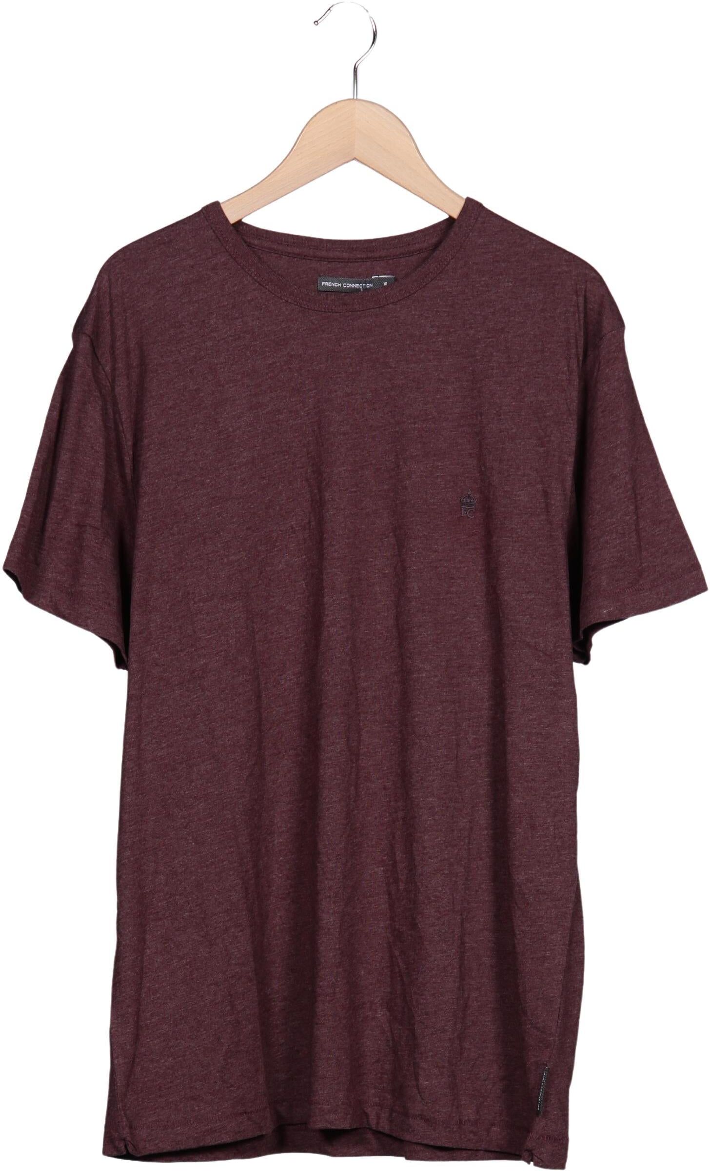 French Connection Herren T-Shirt, Bordeaux, Gr. XL, Baumwolle / Synthetik - Second Hand