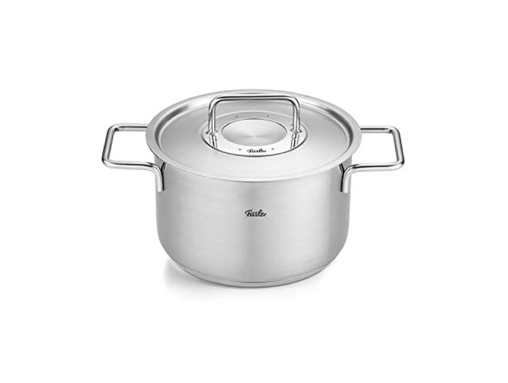 Fissler Pure Collection/Edelstahl-Kochtopf (Ø 20 cm, 3,6L) Töpfe inkl. Metall-Deckel, Innen-Skalierung – Induktion