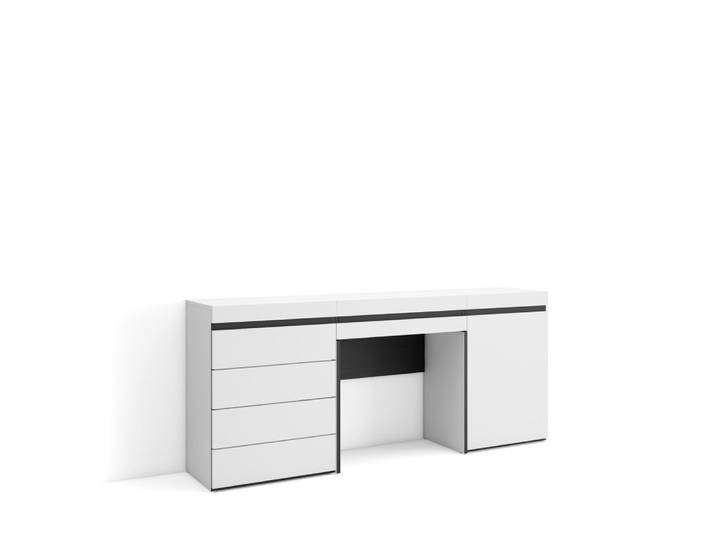 Coiffeuse effet bois blanc 177x35x75cm
