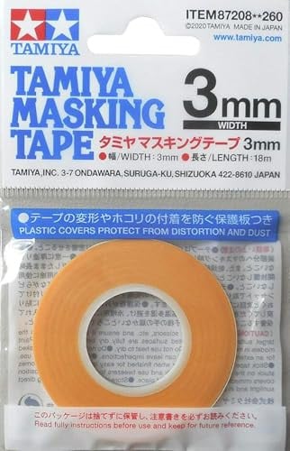 Tamiya 87208 Masking Tape voor modelbouw, 3 mm x 18 m, geel