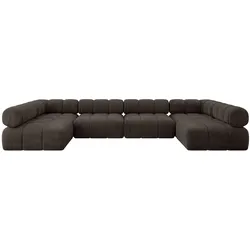 WOHNLANDSCHAFT modulares Sofa Garvo-U2 - 380x190x70 cm Braun Velours