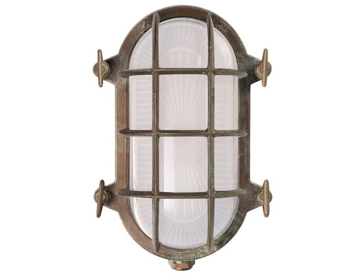 Moretti Luce Aussenwandleuchte Hook, bronze / altmessing, Messing, Maritim