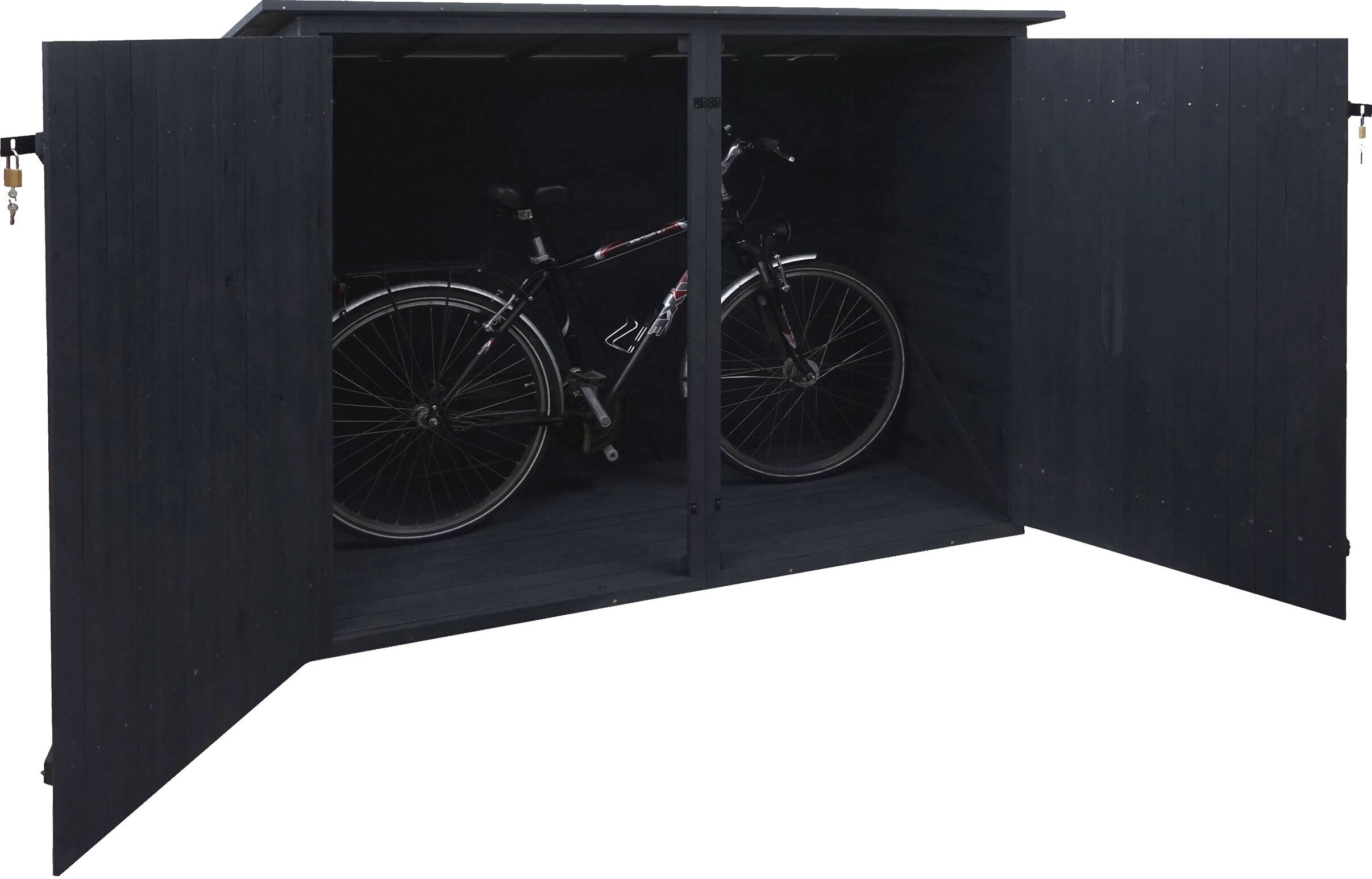 1er-Fahrradgarage HWC-H60, Fahrradbox Geräteschuppen Gerätehaus, abschließbar 152x184x98cm anthrazit