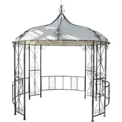 Pergola Cabrera, Rundpavillon Garten Pavillon, stabiles Stahl-Gestell, Ø 3m ~ creme