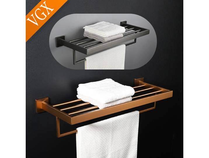 VGX – porte-serviettes de salle de bain en or rose, porte-serviettes mural en acier inoxydable, pour la maison, l'hôtel, barre porte-serviettes, accessoires de salle de bain