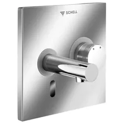 Schell Linus Fertigmontageset 019360699 Frontplatte Messing, 230 mm Auslauf, Infrarot-Sensor-Elektronik, Mischwasser, ohne Stromversorgung