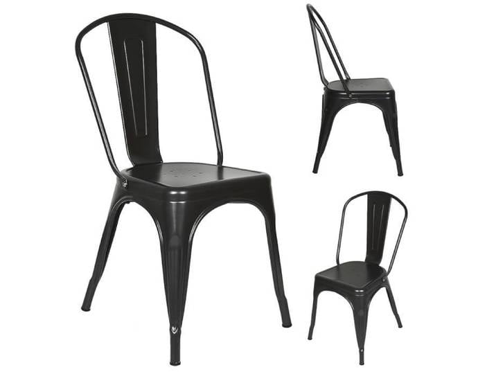 Chaise - PEACHES - Ensemble de 4 chaises - Dossier inclinable - Métal Noir - Style Vintage