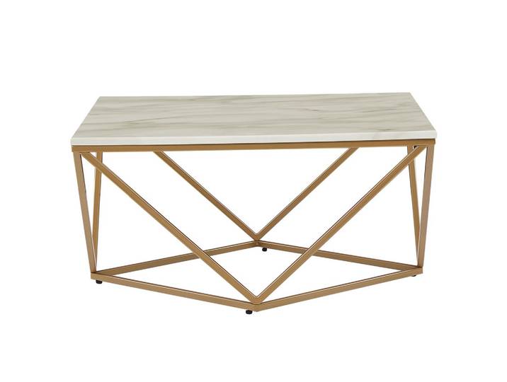 COUCHTISCH Marmor Optik beige/gold quadratisch 80/80 cm Malibu