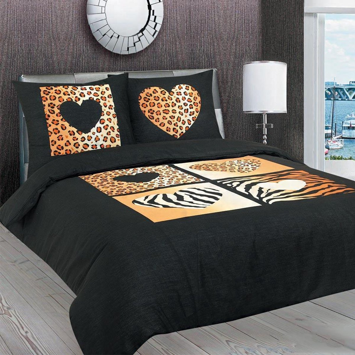 Good Night Dekbedovertrekset Black Tiger voor volwassenen, Tweepersoons, 200 x 220 cm, inclusief 2 slopen, Strijkvrij