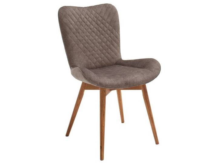 MCA Schalenstuhl Sarander Cappuccino Mikrofaser Wildeiche Vierfußgestell