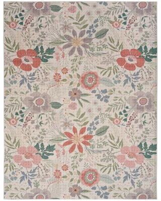 Nourison Washables Indoor Pink Floral Area Rug