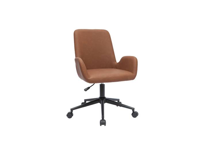 Chaise de bureau à roulettes marron et métal noir ALBAN
