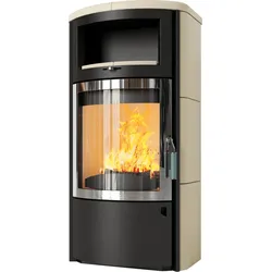 Kaminofen HARK 44 GT FlameKat 5 kW - Ofenkacheln: Quarz-Weiß - Korpus: graphit/verchr.