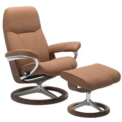 Stressless Sessel mit Hocker Consul Signature Leder Braun Batick Latte S (Small)