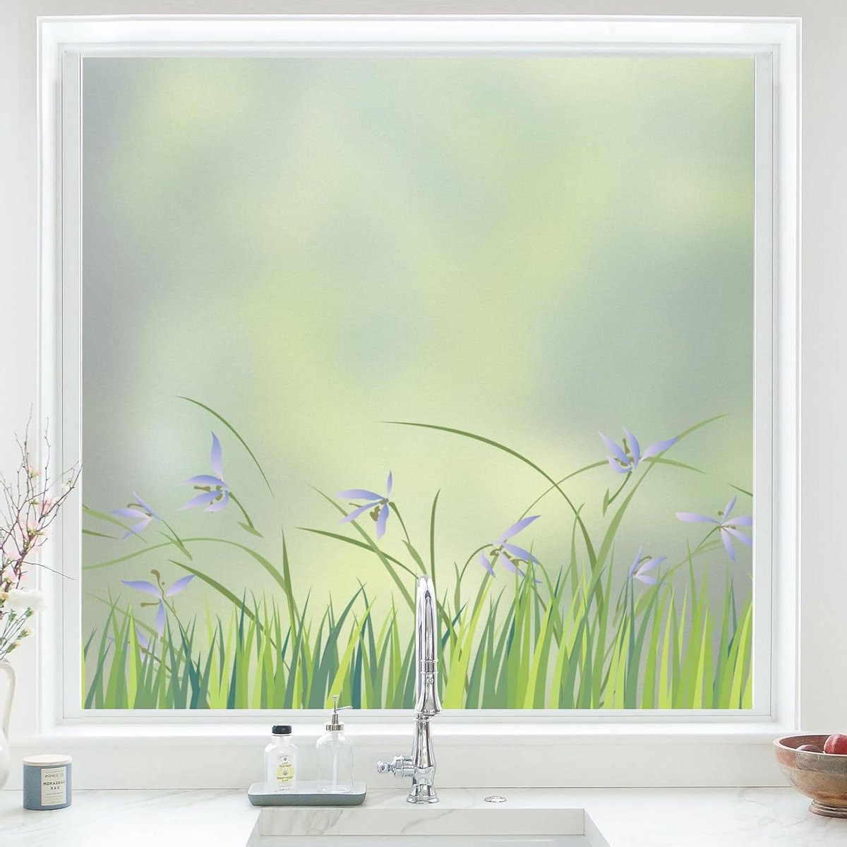 Merkloze Decoratieve Raamfolie met Bloemmotief - Kleurrijk - 90 x 200 cm