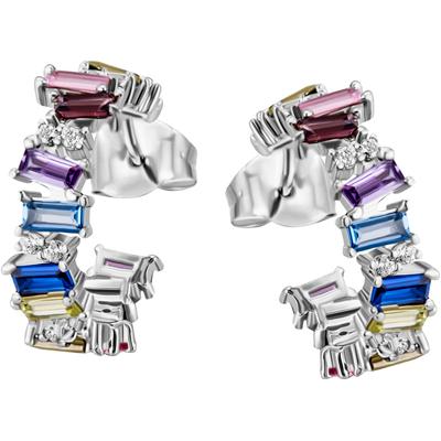 Paar Creolen FIRETTI "Schmuck Geschenk Silber 925 Ohrschmuck Ohrringe Regenbogen", bunt (silberfarben, gelb, braun, rosa, violett, lila, hellblau, dunkelblau, kristallweiß, gelb, braun, rosa, violett, lila, hellblau, dunkelblau, kristallweiß),...
