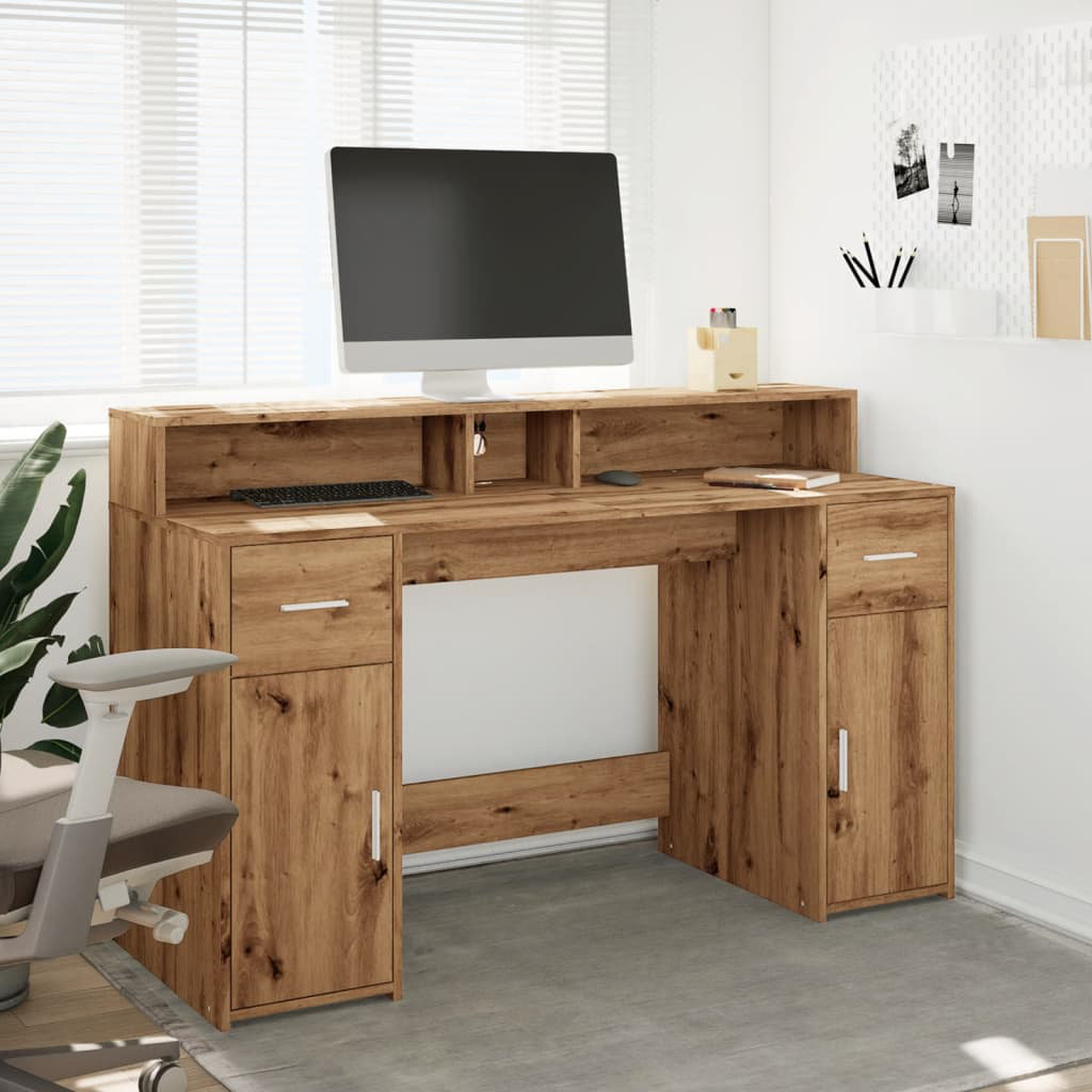 DEvidaxl Computer Desk Artisan/oak 91cm H x 140cm W x 55cm D