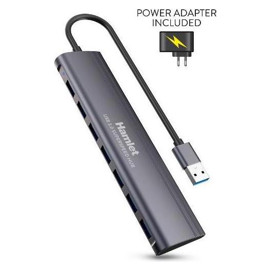 Hamlet Schlanker 7-Port Usb3.0 Hub 5.0gbps (USB-A, 7 Ports) (XHUB-07A3P)