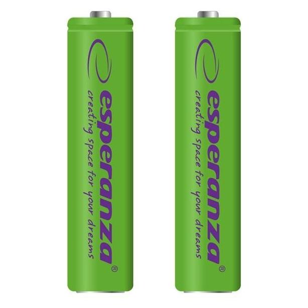 Esperanza WIEDERAUFLAUFBARE BATTERIEN Ni-MH AAA 1000MAH 2PCS. GRÜN (2 Stk., AAA, 1000 mAh) (EZA101G - 5901299923115)