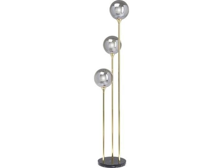 Lampadaire 3 globes en verre, acier doré et marbre h176