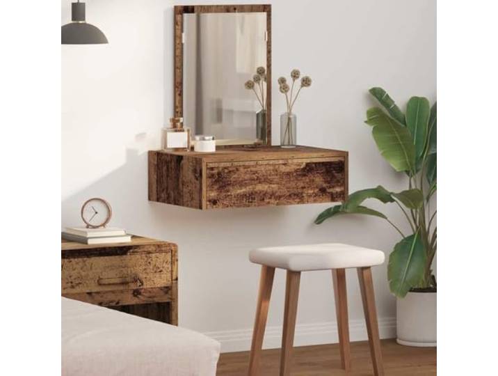 Schminktisch Braun 60 x 40 x 70 cm Holzwerkstoff mit Spiegel und Schubladen Holzwerkstoff, matte Oberfläche, Spiegel integriert, Schubladen, Schlafzimmer, modernes Design