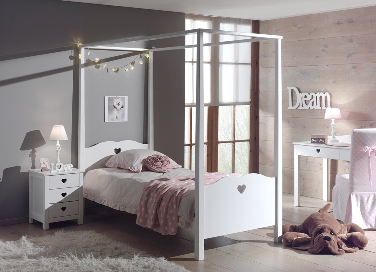 LUCEVI Amori hemelbed met nachtkastje Wit 90x200 cm